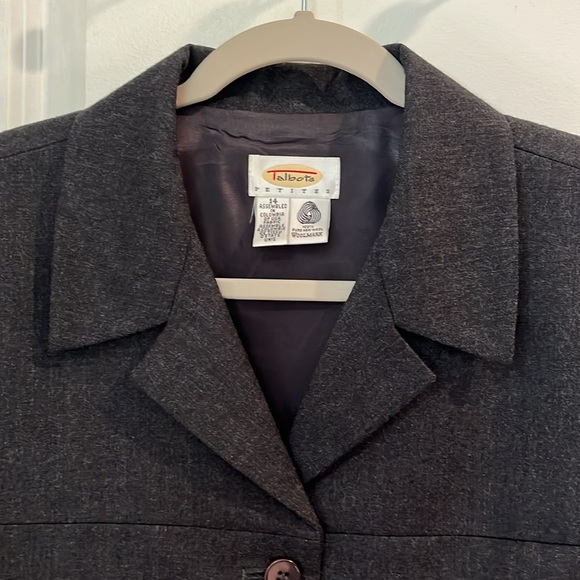 Talbot’s Petites Cropped 100% Wool Blazer Charcoal Gray Sz 14P - Picture 8 of 13
